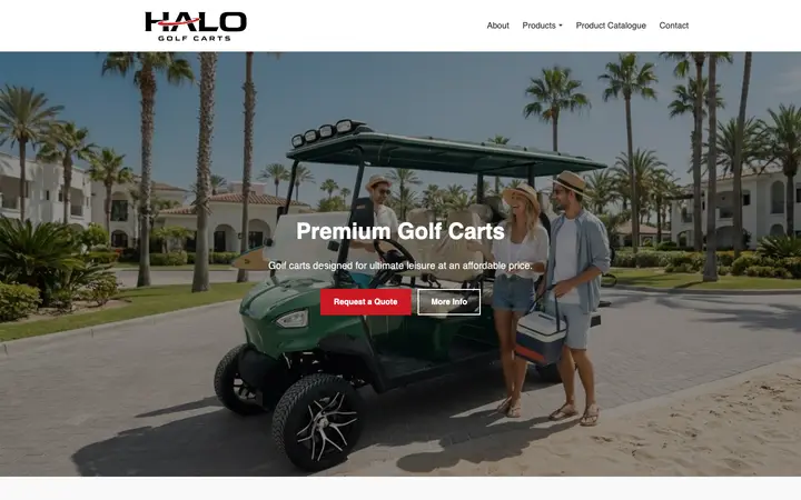 Screenshot of the Halo Golf Carts website